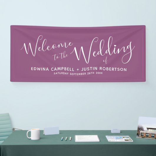 Het paarse verwelkomen van het het witte hartmanus spandoek (Beurs)