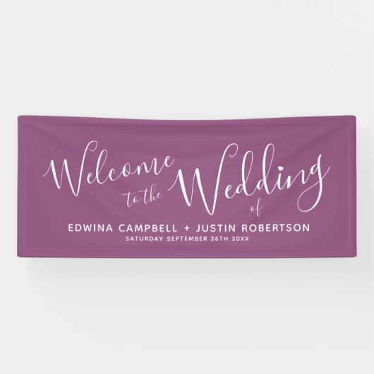 Het paarse verwelkomen van het het witte hartmanus spandoek (Horizontaal)