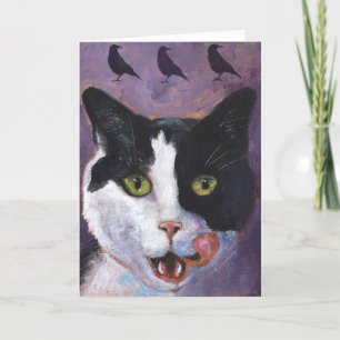 Het paarse Wenskaart van de Kat Kaart