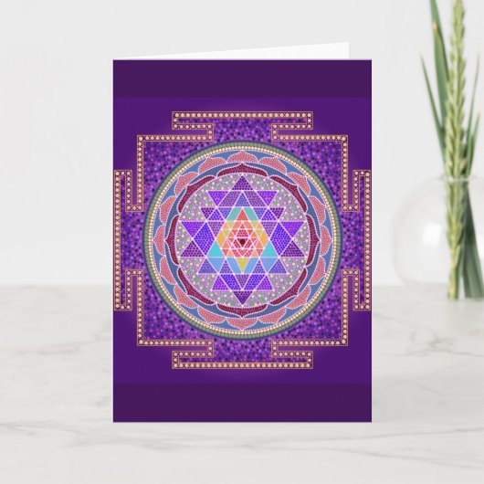Het paarse Wenskaart van Sri Yantra Kaart (Voorkant)