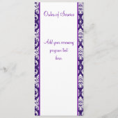 Het paarse Witte Programma van het Huwelijk van Programmakaart (Achterkant)