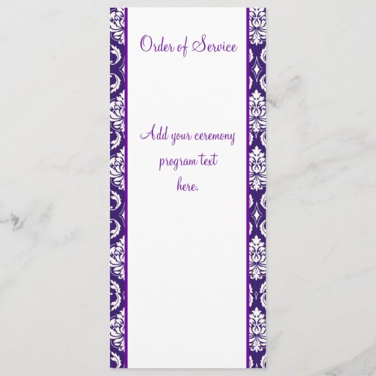 Het paarse Witte Programma van het Huwelijk van Programmakaart (Achterkant)