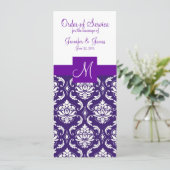 Het paarse Witte Programma van het Huwelijk van Programmakaart (Staand voorkant)