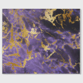 Het paarse Zwarte Marmeren Goud Faux schittert Cadeaupapier (Vlak)