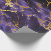 Het paarse Zwarte Marmeren Goud Faux schittert Cadeaupapier (Hoek)