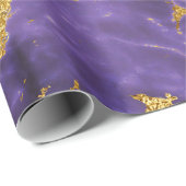 Het paarse Zwarte Marmeren Goud Faux schittert Cadeaupapier (Rol Hoek)