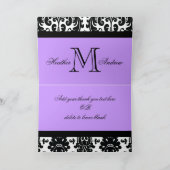 Het paarse Zwarte Witte Damast dankt u kaardt Bedankkaart (Binnen)