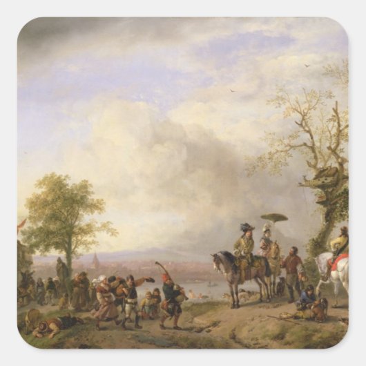 Het paashuwelijk vierkante sticker (Voorkant)