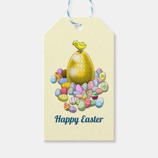 Het paaskuiken en het gouden paasei cadeaulabel (Voorkant)