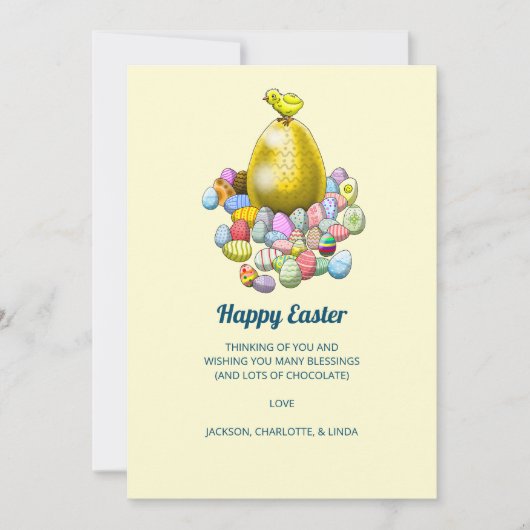 Het paaskuiken en het gouden paasei feestdagenkaart (Voorkant)