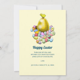 Het paaskuiken en het gouden paasei feestdagenkaart