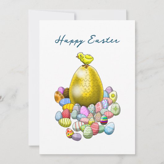 Het paaskuiken en het gouden paasei feestdagenkaart (Voorkant)