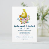 Het paaskuiken en het gouden paasei kaart (Staand voorkant)