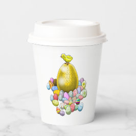 Het paaskuiken en het gouden paasei papieren bekers