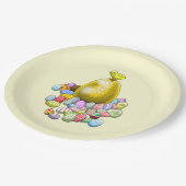 Het paaskuiken en het gouden paasei papieren bordje (Gekanteld)