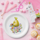 Het paaskuiken en het gouden paasei papieren bordje (Feest)