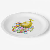 Het paaskuiken en het gouden paasei papieren bordje (Gekanteld)