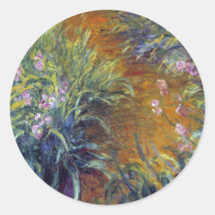 Het pad door de Irises door Claude Monet Ronde Sticker