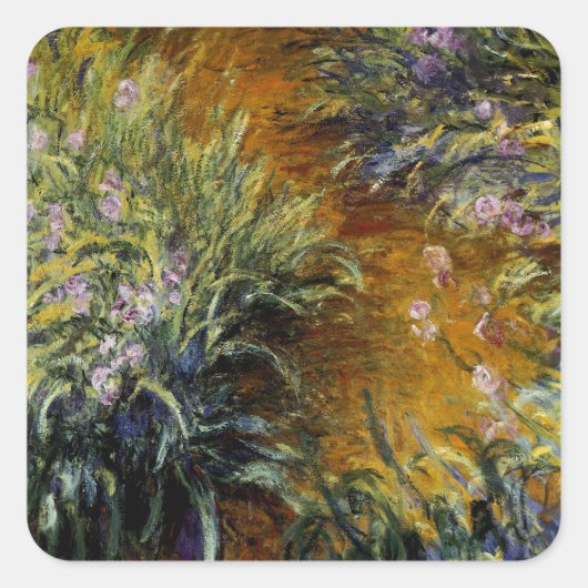 Het pad door de Irises Vierkante Sticker (Voorkant)
