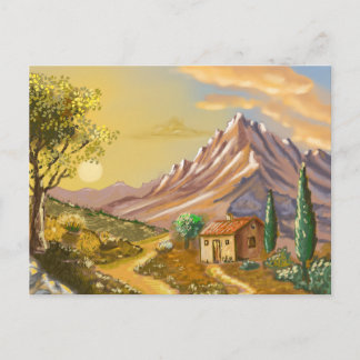 Het pad van de hut briefkaart
