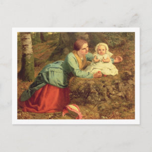 Het pad waar de bruine bladeren zich verspreiden,  briefkaart