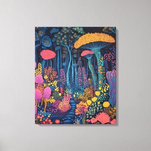 Het paddenstoelenbos is magisch canvas afdruk (Voorkant)