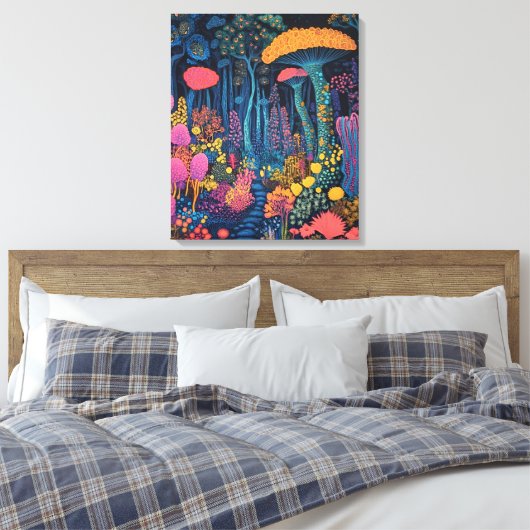 Het paddenstoelenbos is magisch canvas afdruk (Insitu (Slaapkamer))