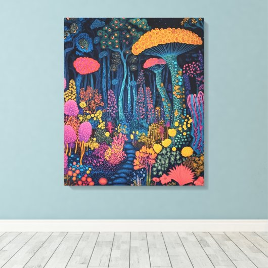 Het paddenstoelenbos is magisch canvas afdruk (Insitu (Houten vloer))