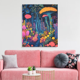 Het paddenstoelenbos is magisch canvas afdruk