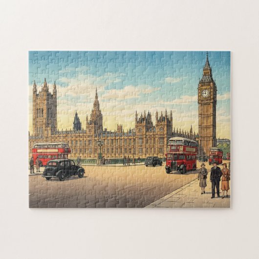 Het Palace of Westminster Japanse Houtblokprint Legpuzzel (Horizontaal)
