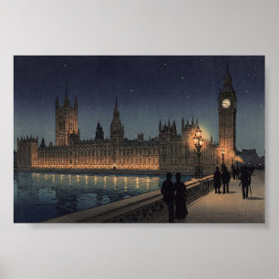 Het Palace of Westminster Japanse Houtblokprint Poster