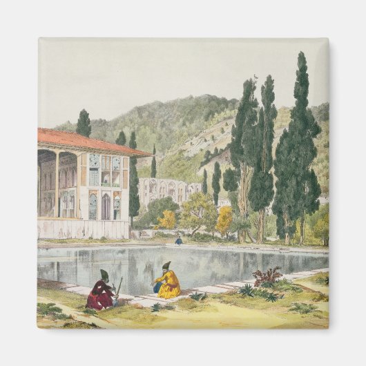 Het paleis en de tuinen van Ashref, Perzië, bord 8 Magneet (Voorkant)