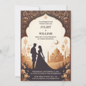 Het paleis Hindi Henna Mehndi Indiase stijl bruilo Kaart (Voorkant)