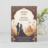 Het paleis Hindi Henna Mehndi Indiase stijl bruilo Kaart (Staand voorkant)