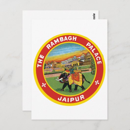 Het paleis Rambagh Jaipur Briefkaart (Voorkant / Achterkant)