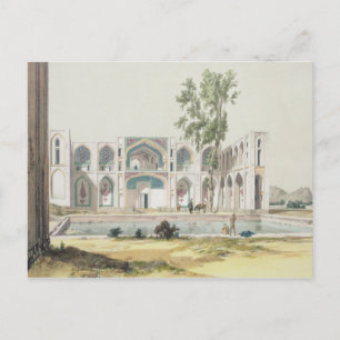 Het paleis Tchar-Bag in Isfahan, Persia, bord Briefkaart