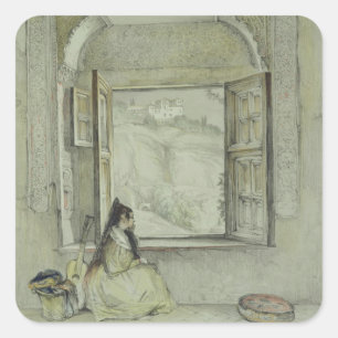 Het paleis van de Generalife uit de Casa de Cha Vierkante Sticker