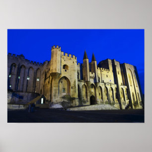 Het paleis van de paus in Avignon bij zonsondergan Poster