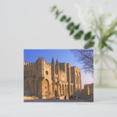 Het paleis van de paus in Avignon met mensen Briefkaart (Staand voorkant)