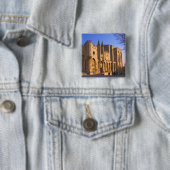 Het paleis van de paus in Avignon met mensen Vierkante Button 5,1 Cm (In situ)