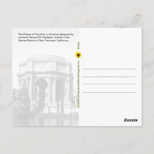 Het paleis van fijne kunsten, CA - briefkaart (Achterkant)