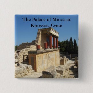 Het paleis van Minos in Knossos, Kreta, GRIEKENLAN Vierkante Button 5,1 Cm