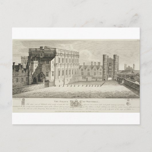 Het paleis van Whitehall, uit een tekening in het  Briefkaart (Voorkant)
