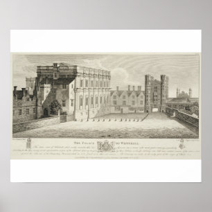 Het paleis van Whitehall, uit een tekening in het  Poster
