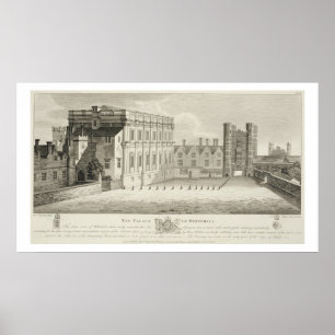 Het paleis van Whitehall, uit een tekening in het  Poster