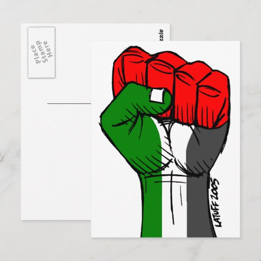 Het Palestijnse Eerste Briefkaart van Carlos Latuf (Voorkant / Achterkant)