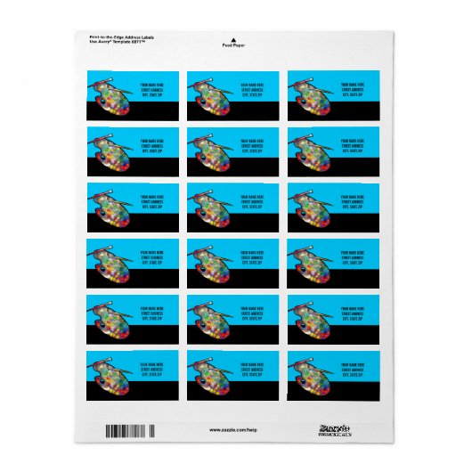 Het palet van de kunstenaar Adres dat Etiketten bi (Full Sheet)