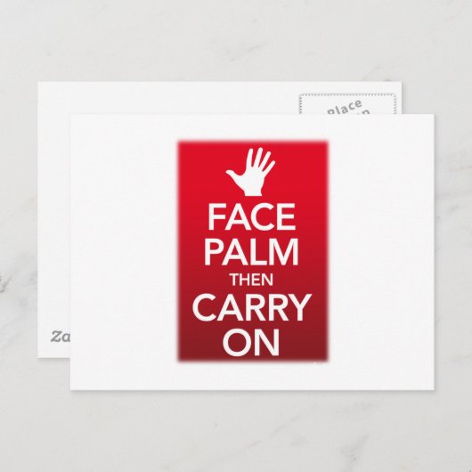 Het palm van het gezicht gaat verder ( rustig houd briefkaart (Voorkant / Achterkant)