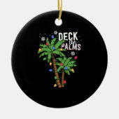 Het palmpalm Tropical Hawaii-kerstpalm decimeert Keramisch Ornament (Voorkant)