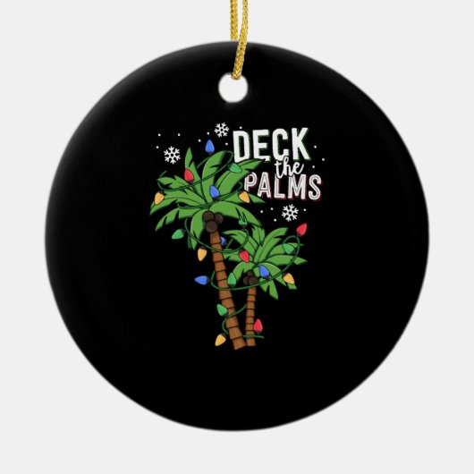 Het palmpalm Tropical Hawaii-kerstpalm decimeert Keramisch Ornament (Voorkant)